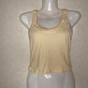 Active Basic Womens Athletic Criss Cross Back Cropped‎ Top , Nude, Size Small